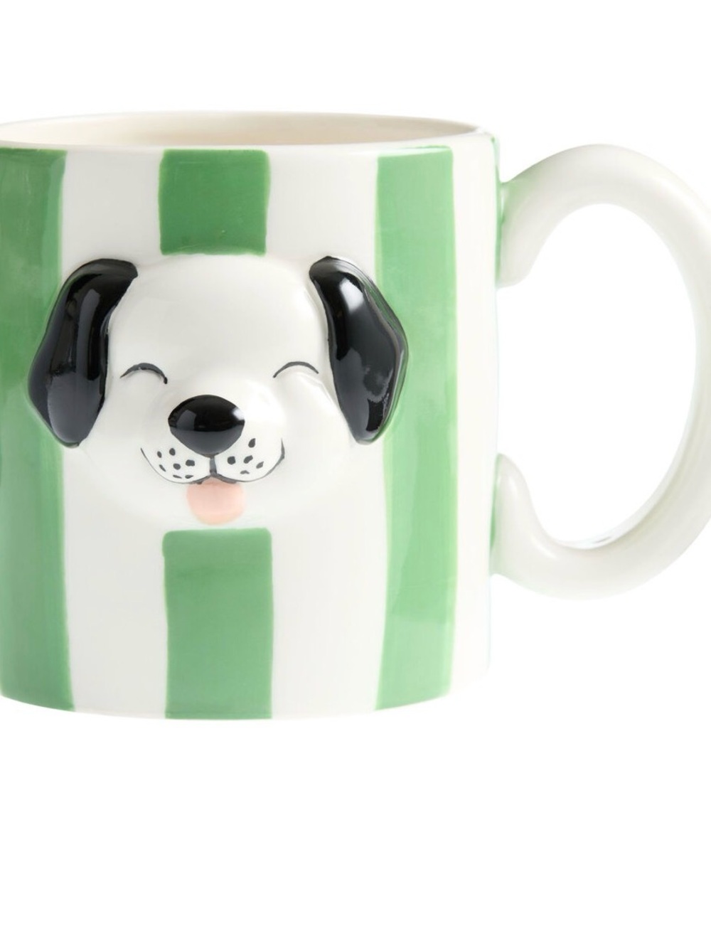 1 Dog Lover Striped Dimensional Hand Painted Ceramic Mug NWT World Market